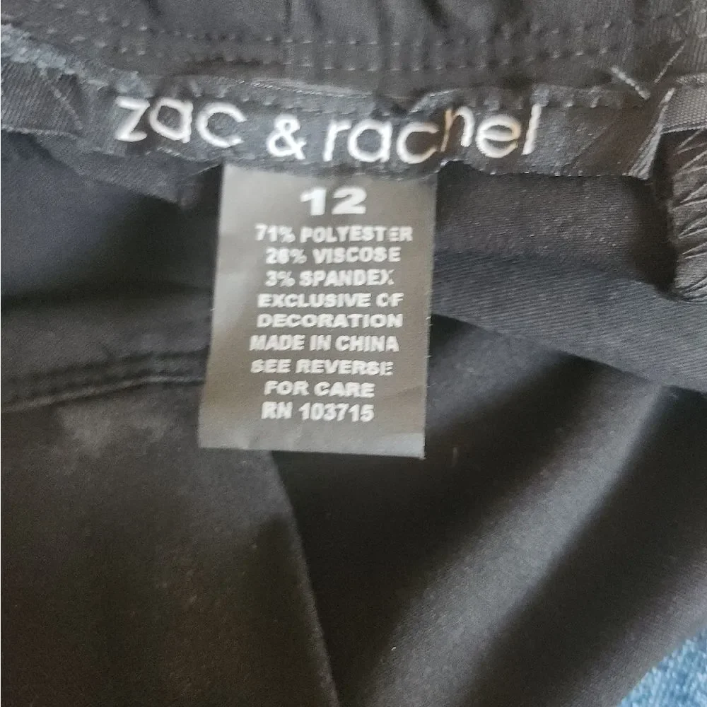 P39 Zac & Rachel black cropped dress pants pockets button detail @ cuffs - Picture 7 of 15